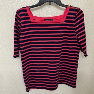 Striped tee with button detailing